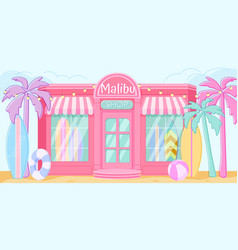 Cartoon Beach Shop Front View Pink Barbiecore