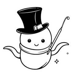 Cute Cartoon Snowman With Hat And Wand