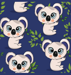 Seamless Pattern With Cute Koala Baby On Color