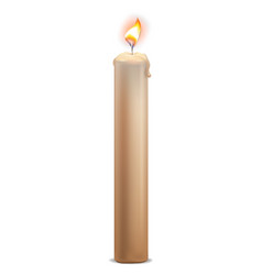 Burning Candle With Realistic Flame Wax Mockup