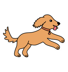 Cute Running Puppy Dog Doodle Style Flat