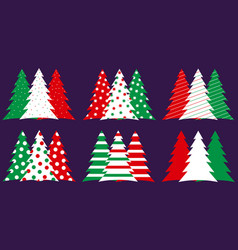 Christmas Tree In Different Styles Set