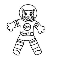 Cute Cartoon Style Cat Astronaut Doodle Style