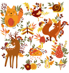 Cute Forest Animals And Autumn Elements Cunning