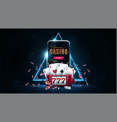 Online Casino Banner With Smartphone Red Slot