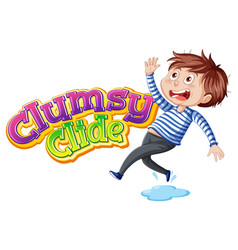 Clumsy Clide Logo Text Design With Boy Slipped