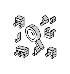 Notes Search Magnifying Glass Isometric Icon