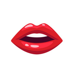 Open Female Mouth With Red Lipstick Isolated