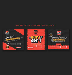 Set Of Social Media Post Template In Red And