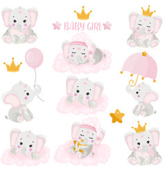 Set With Pink Digital Elements Of Baby Girl