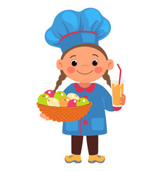 Smiling Girl With Healthy Food Chef Kid