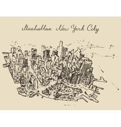 Top View Manhattan New York United States Sketch