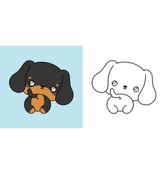 Kawaii Dachshund Puppy For Coloring Page