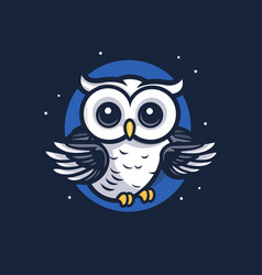 Owl With Wings And Snow In Cartoon Style