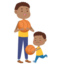 Young Father With Son Playing Basketball