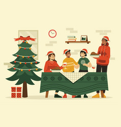 Flat Christmas Dinner Scene Design