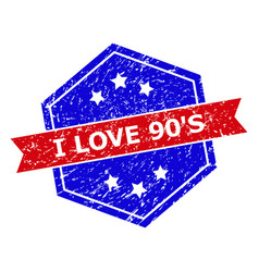 Hexagon Bicolor I Love 90s Rubber Stamp