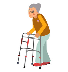 Old Woman Walking With Walker Senior Mobility Aid