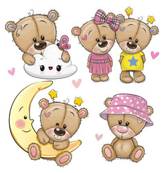 Set Of Cute Cartoon Teddy Bear