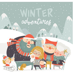 Winter Season Background People Characters Winter