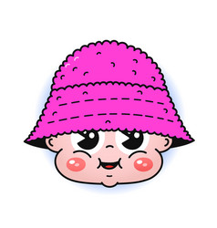 Funny Baby Head In Pink Bucket Cap Line