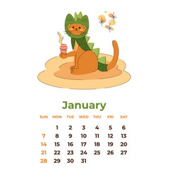 January 2024 Calendar With A Cute Cat In Dragon