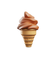 Ice Cream In Wafer Cone Realistic 3d Icon Soft