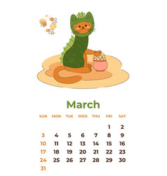 March 2024 Calendar Sheet With A Cute Cat