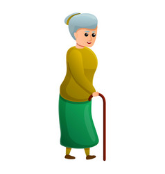 Old Woman With Crutch Icon Cartoon Style