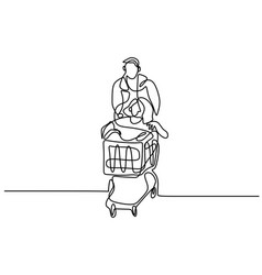 One Single Line Drawing Of Happy Male Pushing