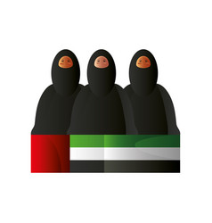 Uae National Day Group Women Portrait With Flag