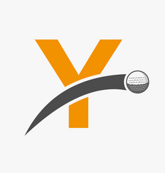 Golf Logo On Letter Y Concept With Moving