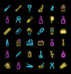 Home Manicurist Icons Set Neon