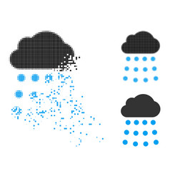 Burst And Halftone Pixel Rain Cloud Icon