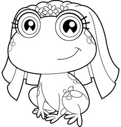 Outlined Cute Female Bride Frog Cartoon Character