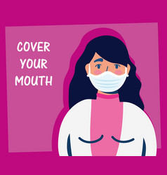 Woman Using Face Mask With Cover Your Mouth