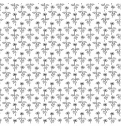 Seamless Pattern With Anemone Flower Doodle Black