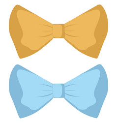 Yellow And Blue Bow Ties On A White Background