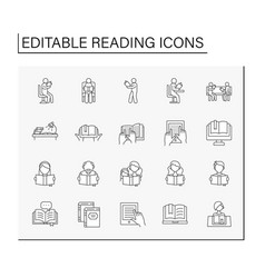 Reading Line Icons Set