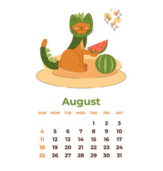 August 2024 Calendar Sheet With A Cute Cat