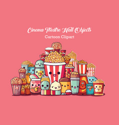 Cartoon Cinema Objects Clipart Popcorn Ice Cream