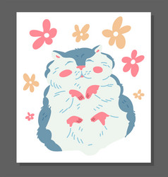 Cute Hamster Character Among Flowers Cartoon Flat