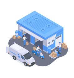 Isometric Logistic Warehouse Exterior Delivery