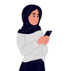 Muslim Woman Woman Holding Mobile Phone