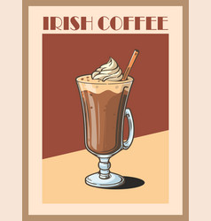 Irish Coffee Art Poster Design In Retro Style