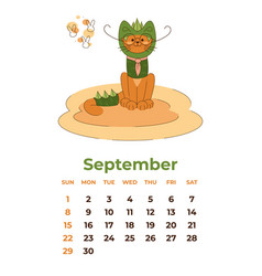 September 2024 Calendar Sheet With A Cute Cat