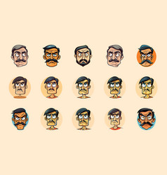 Bored Man Face Expressions 70s Style Cartoon