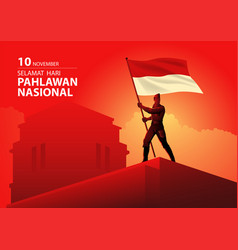 Indonesian National Hero Holding The Flag