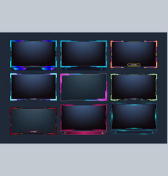 Gaming Frame And Streaming Template Set With Blue