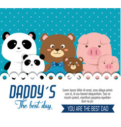 Happy Fathers Day Card With Animals Family